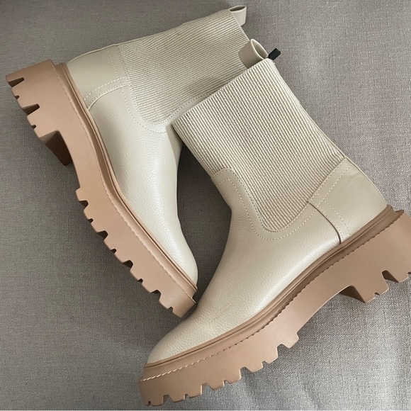 Mango Platform Track-Sole Ankle Boots Ecru Ivory Women’s Size EU 38 US 7.5 - Picture 9 of 12